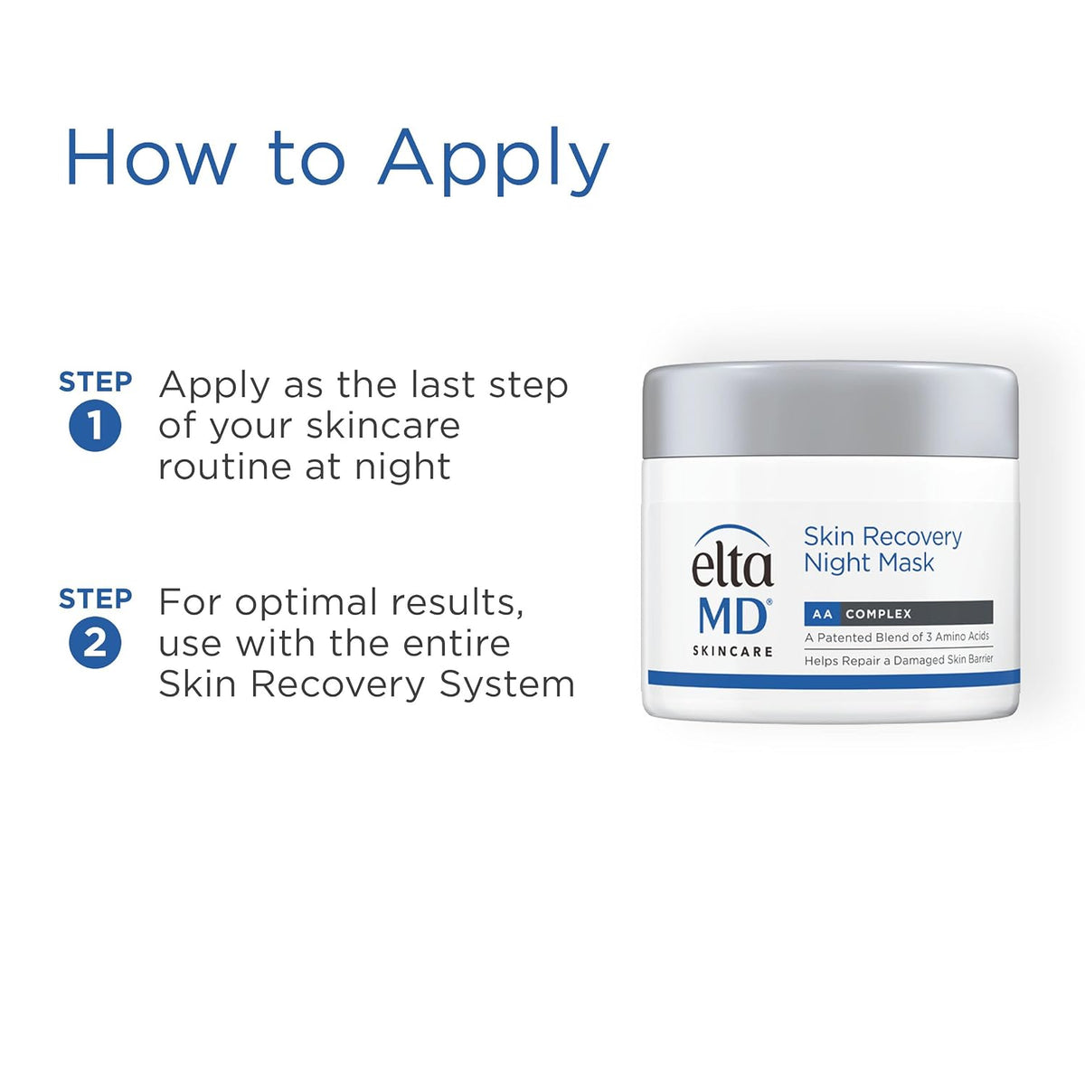 EltaMD Skin Recovery Overnight Face Mask, Moisturizing Night Cream, 1.7 oz