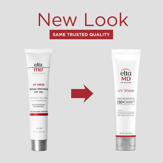 EltaMD UV Sheer Face and Body Sunscreen with Zinc Oxide, SPF 50+, 3 oz