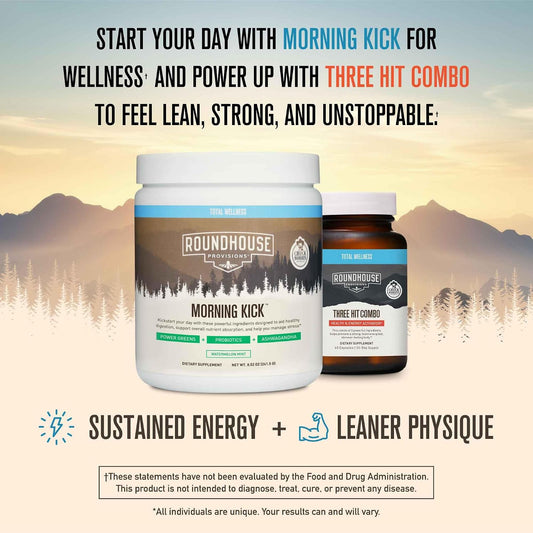 ROUNDHOUSE PROVISION Morning Kick Greens Powder, Watermelon Mint, 3 Pack