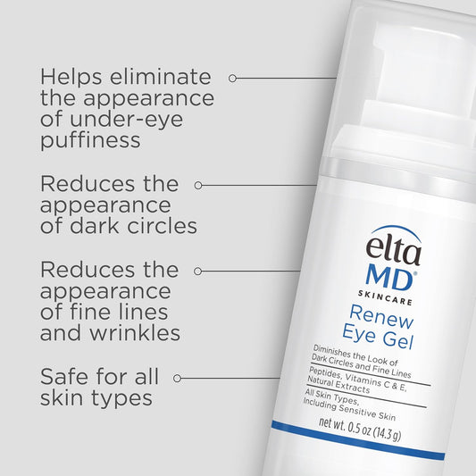 EltaMD Renew Eye Gel Serum for Dark Circles and Puffiness, 0.5 oz