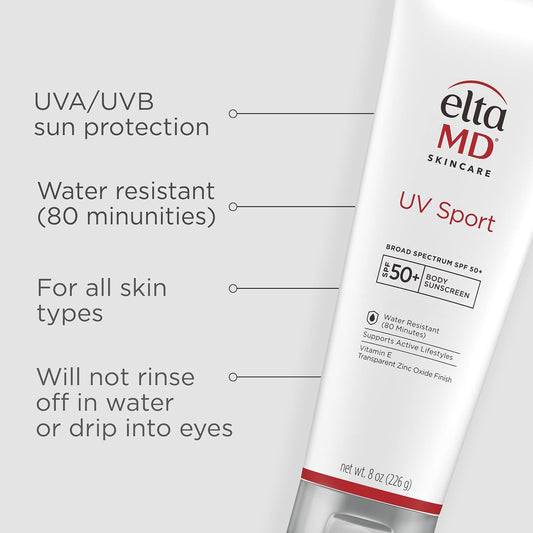 EltaMD UV Sport Sunscreen, Water and Sweat Resistant 80 Min, SPF 50