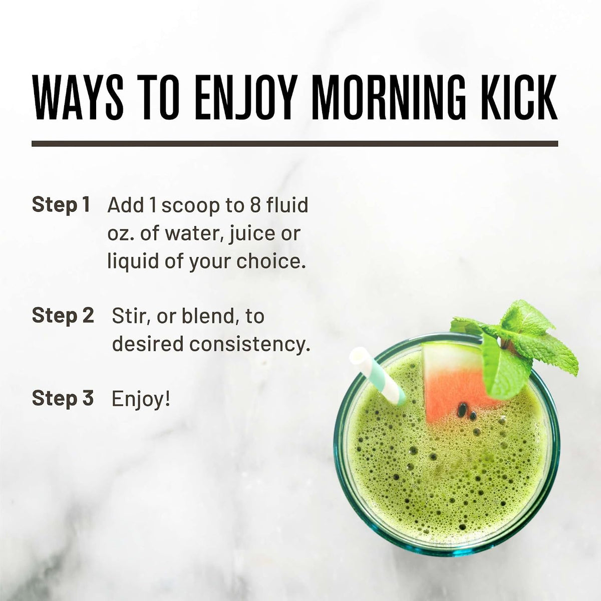 ROUNDHOUSE PROVISION Morning Kick Greens Powder, Watermelon Mint, 3 Pack