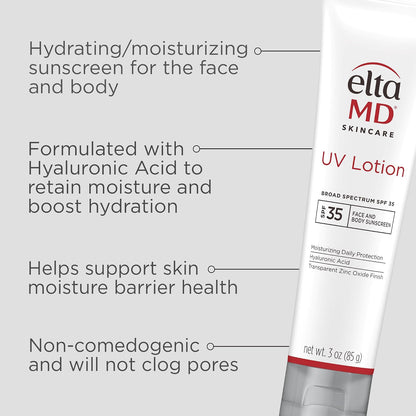 EltaMD UV Lotion, Moisturizing Sunscreen for Face and Body, SPF 35