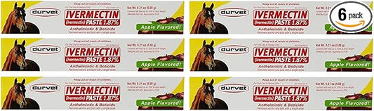Durvet 6 Pack of Ivermectin Paste, 0.21 Ounces Each, Apple Flavored Horse Wormer