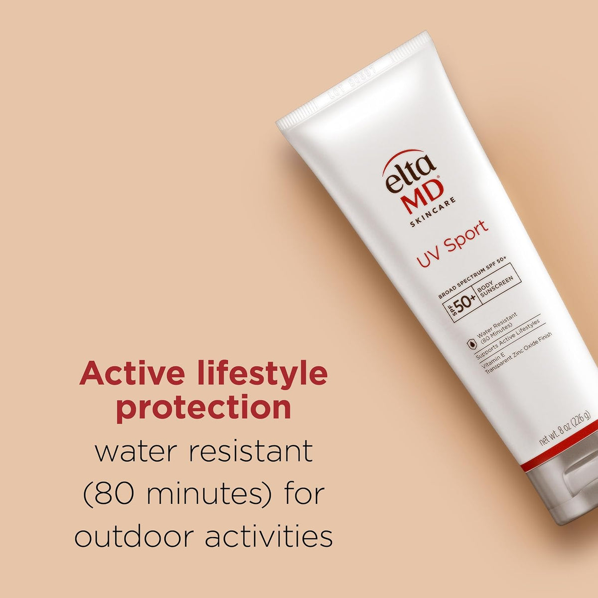 EltaMD UV Sport Sunscreen, Water and Sweat Resistant 80 Min, SPF 50