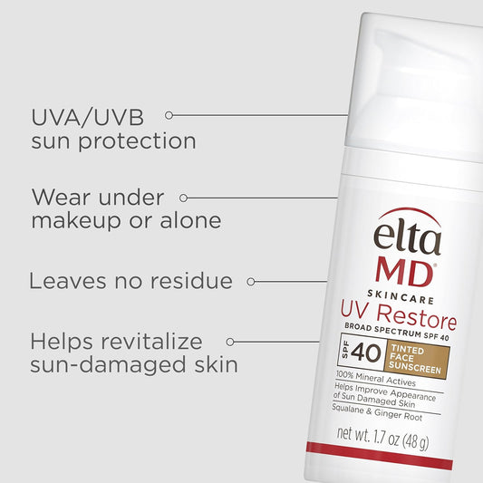 EltaMD UV Restore 100% Mineral Face Sunscreen For Mature Skin, SPF 40