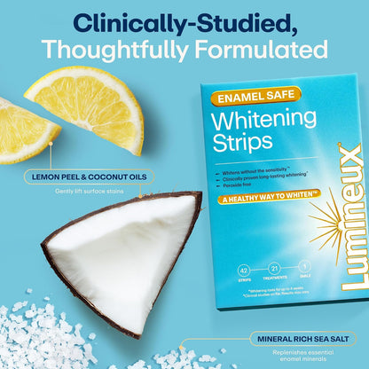 Lumineux Teeth Whitening Strips, Peroxide Free, 21 Treatments (3 Months)