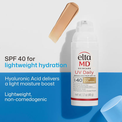 EltaMD UV Daily Face Sunscreen Moisturizer, Zinc Oxide, SPF 40 and SPF 50
