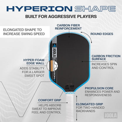 JOOLA Pro V Pickleball Paddle - 14mm/16mm - Raw Carbon Fiber Textured Surface - Enhanced Frame & Propulsion Core, USAPA & UPA-A Certified, NFC Chip Enabled, Premium Control & Lightweight Performance