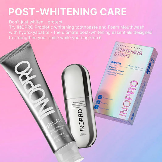InoPro Teeth Whitening Strips 14 Treatments Kit - Enamel Safe Teeth Whitener, Peroxide-Free, Green White Strips for Teeth Whitening with Arbutin, Coconut Oil, Deep Stains Removal