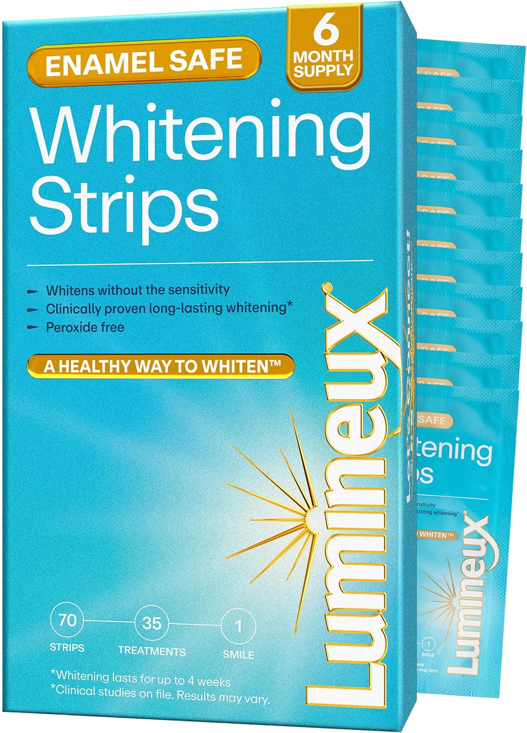 Lumineux Teeth Whitening Strips, Peroxide Free, 21 Treatments (3 Months)