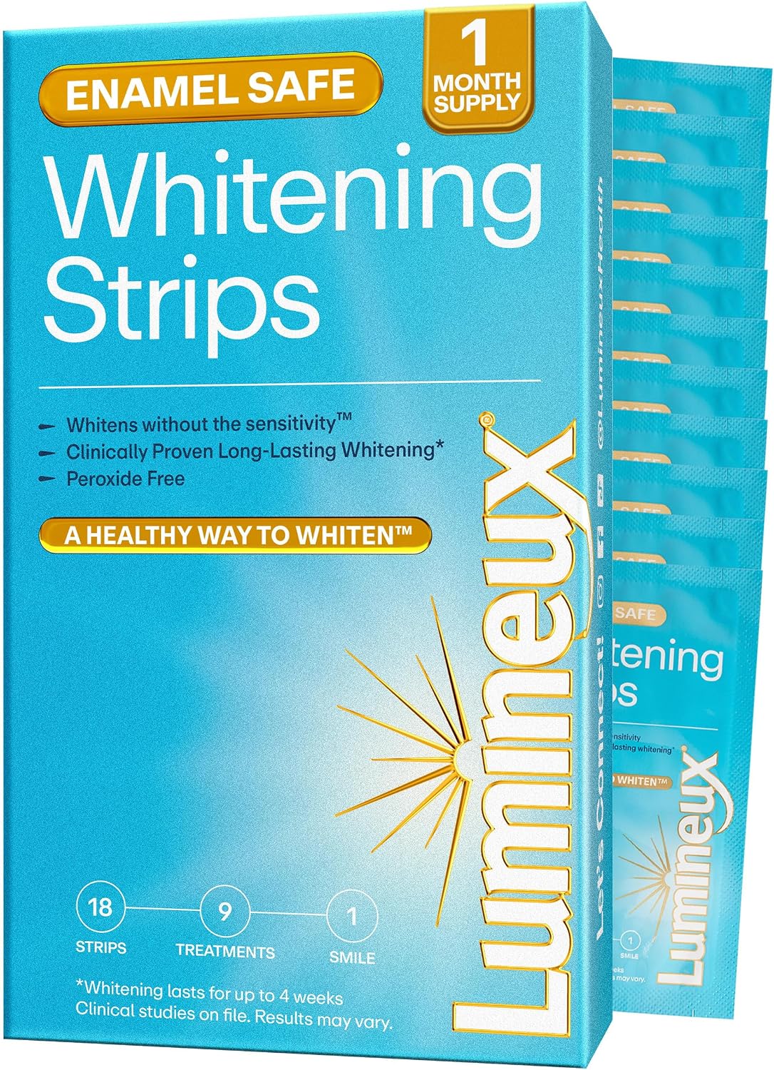 Lumineux Teeth Whitening Strips, Peroxide Free, 21 Treatments (3 Months)