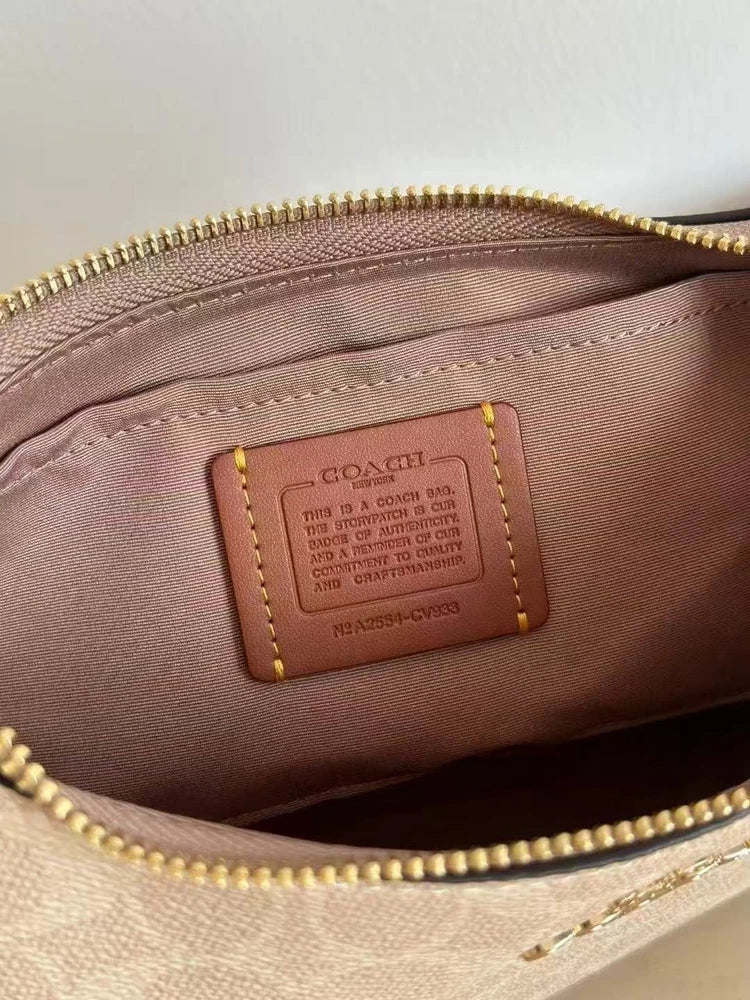Coach NWT Teri Shoulder Bag In Signature Canvas CV933 Gold/Sand/Chalk!