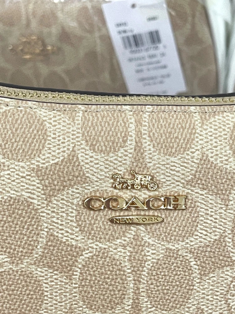 Coach NWT Teri Shoulder Bag In Signature Canvas CV933 Gold/Sand/Chalk!