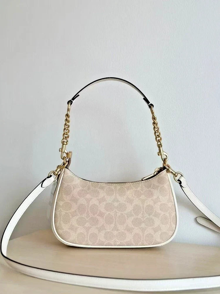Coach NWT Teri Shoulder Bag In Signature Canvas CV933 Gold/Sand/Chalk!