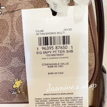 NWT Coach XPeanuts Teri Shoulder Bag With Snoopy CBJ88