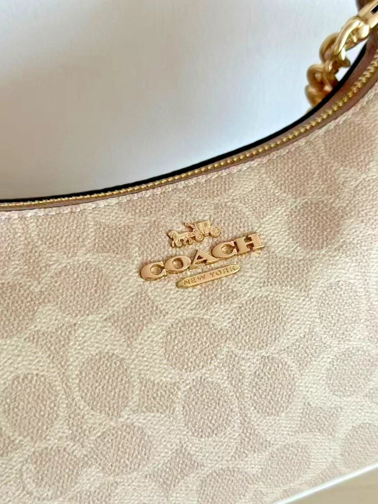 Coach NWT Teri Shoulder Bag In Signature Canvas CV933 Gold/Sand/Chalk!