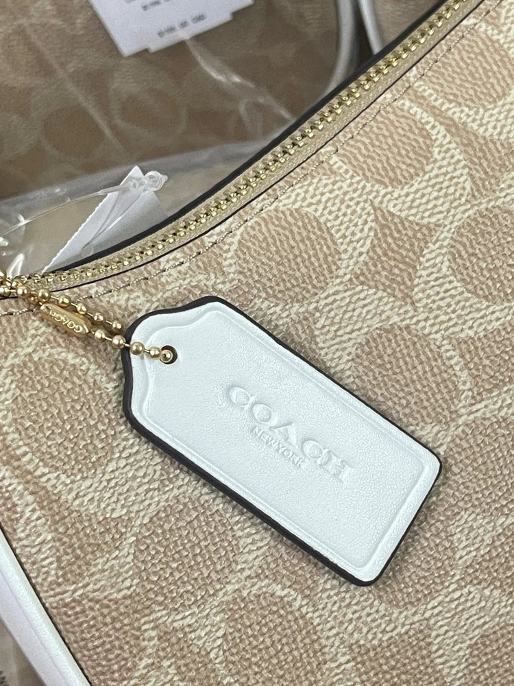 Coach NWT Teri Shoulder Bag In Signature Canvas CV933 Gold/Sand/Chalk!
